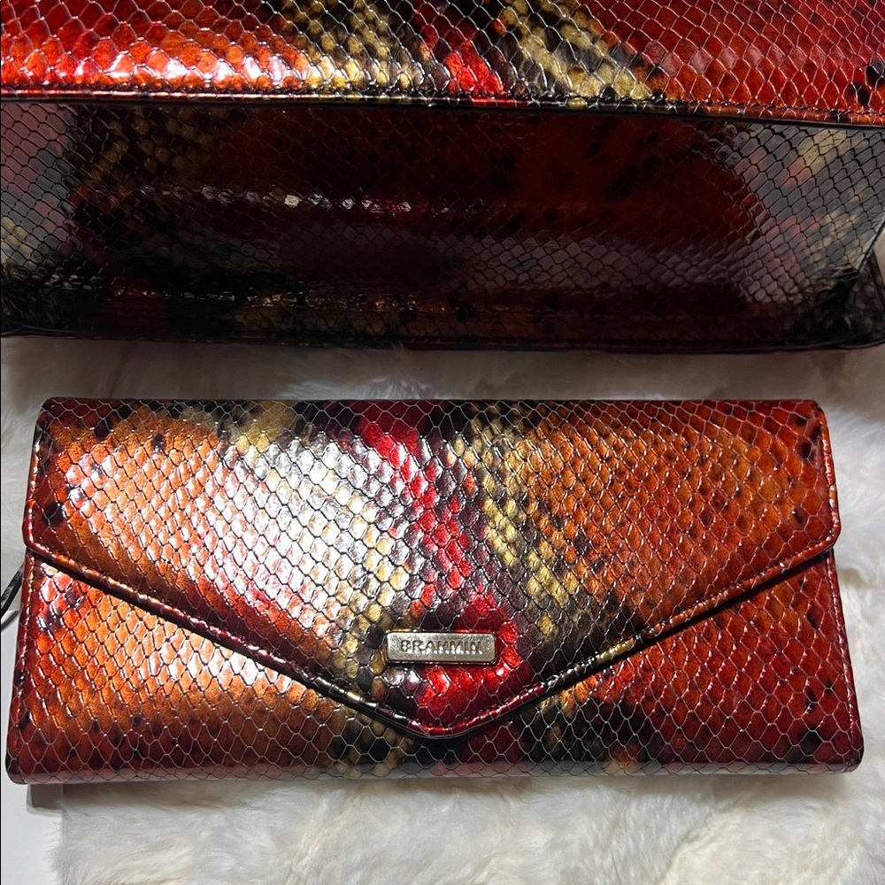 BRAHMIN Mini Francine Satchel with matching Veronica Wallet/Crimson Rosebay NWT - Picture 10 of 15